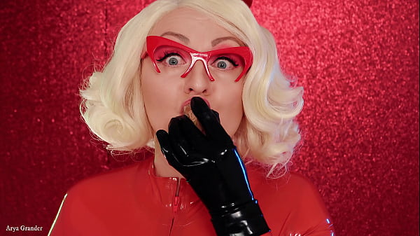 Mukbang ASMR EatingChewingChocolate Car Latex blonde close up video mouthfetish