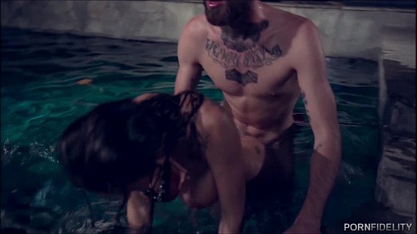 Play MP4 - Hot Tattooed Couple Fucking After Dark Poolside