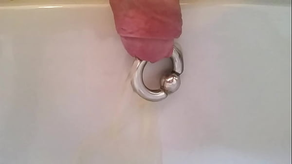 Play MP4 - Taking a piddle with a 8mm pierced prince albert