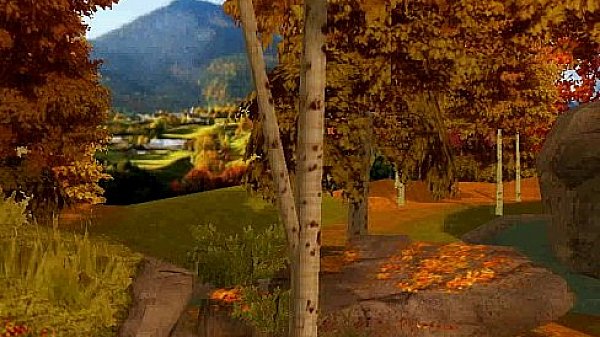 Horny 3D hunk sucking on two hard cocks outdoors 