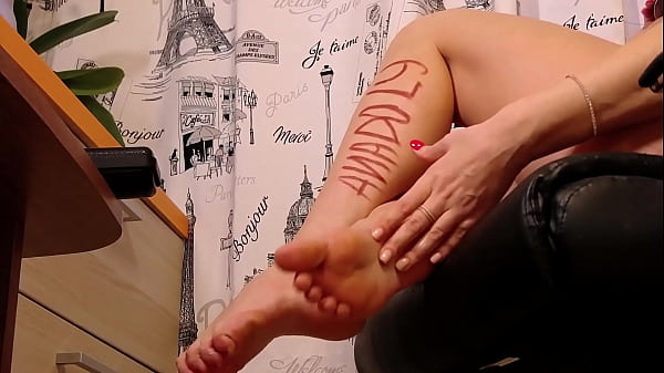 Gentle footjob from cute any