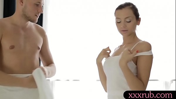 Sexy brunette masseuse gets pounded on massage table