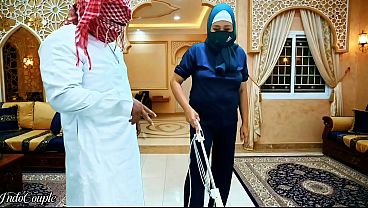 Muslim Hijab Indonesian Housemaid_asked to_suck boss Dick_and swallows cum