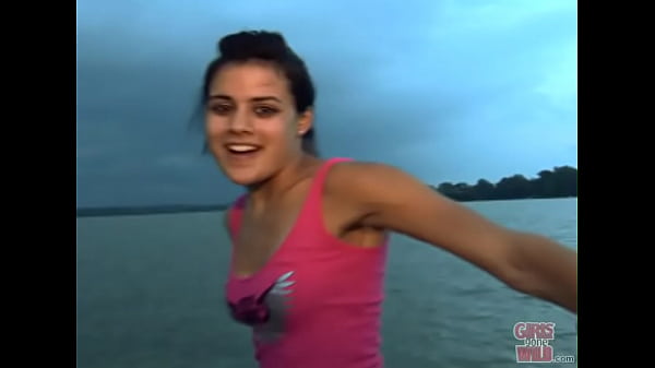 Petite brunette pleasure herself on a boat