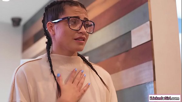 Nerd teen pleased by her two naughty lesbian friends 