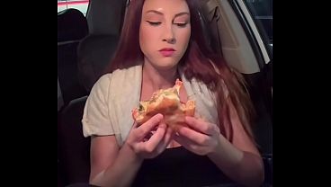 italian Long hair Milf Artemisia Love eating in the car slow motion
