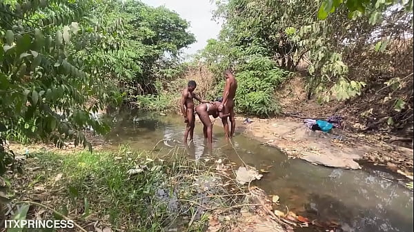 We took turns and fucked a bitch in the stream 