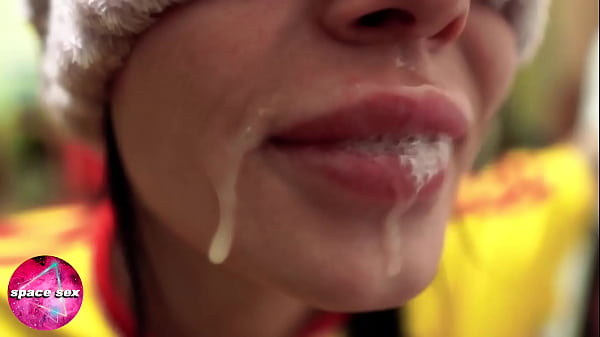 Blindfolded brunette deepthroat big cock and facial pov