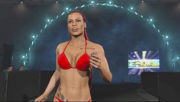 Skinny Ebony tatted babe in a bikini 