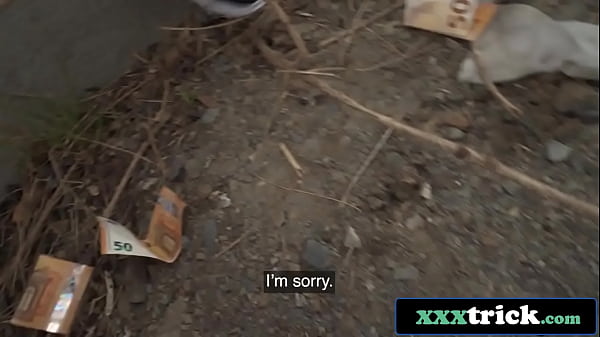 Play MP4 - Blonde British Teen Pulls Panties To The Side For Money