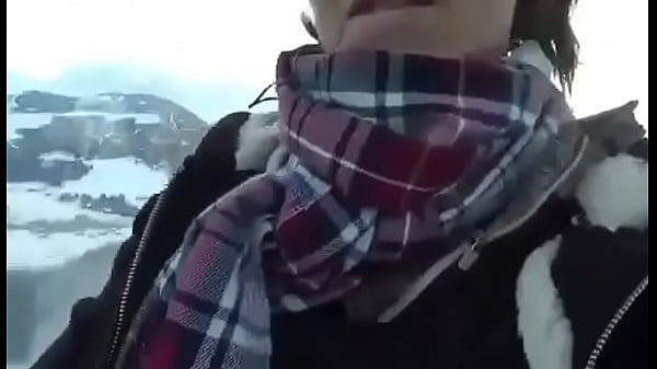 Snowboarding girlfriend strips in_the lift