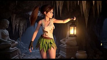 Lara Croft Discovers Hidden Amazon Treasure And Embraces Beautiful Blonde Ancestral Spirit In The Golden Caves (ai Generated) thumbnail