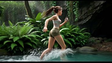 Lara Croft Discovers Hidden Amazon Treasure And Embraces Beautiful Blonde Ancestral Spirit In The Golden Caves (ai Generated) thumbnail