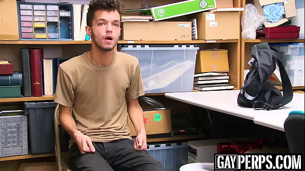 Horny security guard caught a young perp stealing in his shop and as punishment he made him swallow his fat cock, and stuffed his tight ass! 