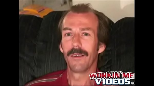 Guy with a mustache tugs his cock before cumming hard