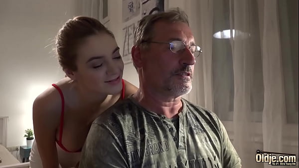 Bald old man puts his cockinside teen pussy and fucksher