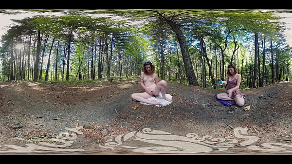 Tattooed amateur brunette honey from yanks turquoise sucking and fucking her toy outdoors in this 360 vr vid