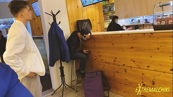 Twink masturbation in the food shop 