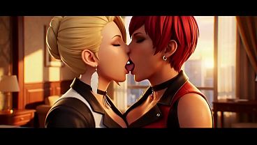 Mature x Vice lesbian kissing (The king of Fighters /AI generated)