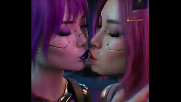 Videogame Lesbian Kissing Video Artificial Intelligence Cyberpunk thumbnail
