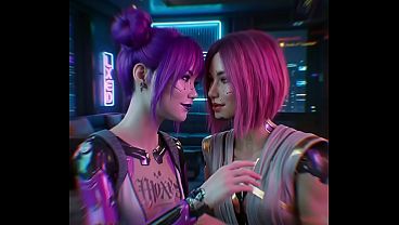Nonton Videogame Lesbian Kissing Video Artificial Intelligence Cyberpunk thumbnail