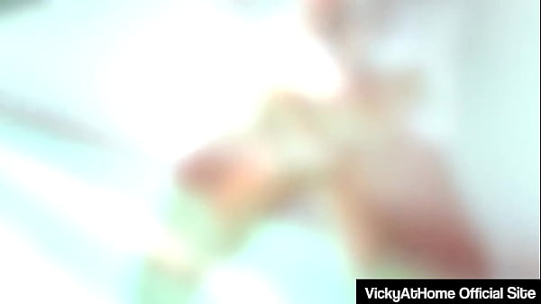 Vicky vette teasing in see through lace and dildo fucks her pussy 