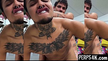Snooping in Bathrooms Gets Him Bent Over and Fucked by the Security Guard 