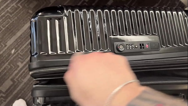 Sneaky little slut hiding in my suitcase ends up full of cum 