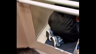 Blowjob fuck squirt and cum face in the elevator with chris diamond