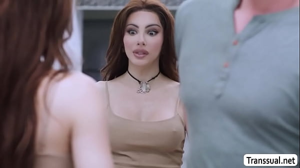 Busty TS Ariel Demure is in the bathroom with her stepbrother and she starts seducing him to have sex. 