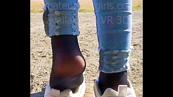 Girl slips out of her sweaty stinky filasneakers and shows off_her sweaty nylons