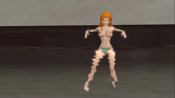 Nami sucking her captain by the poolside 