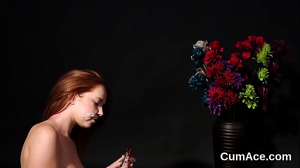 Foxy hottie gets cumshot on_her face sucking all the juice