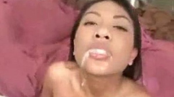 enjoying her mouthful cum 