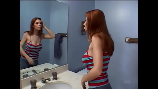 Hot redhead roxetta gets wild double penetration and gooey facial cumshot