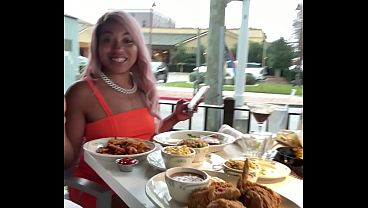 Str8rich and fijii downtown Houston having lunch in the city 