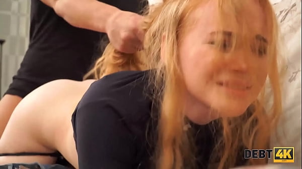 Debt4k young debt collector throws a leg to the red haired waitress