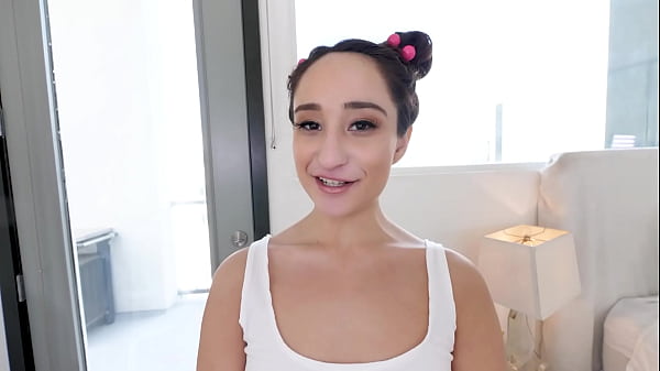 Isabella nice cute pigtails petite spinner huge cock deepthroat blowjob and cum swallow 