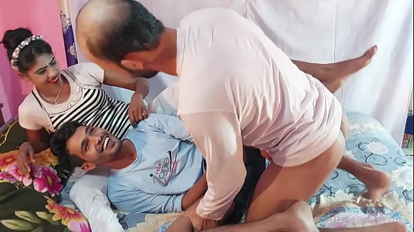 men while the other one is playing with her soft tits. She tries out a sixty nine with one of the men before they decide that her pussy needs to be banger hard. open receiving her lover's erect cock. She is porked doggy style and missionary 