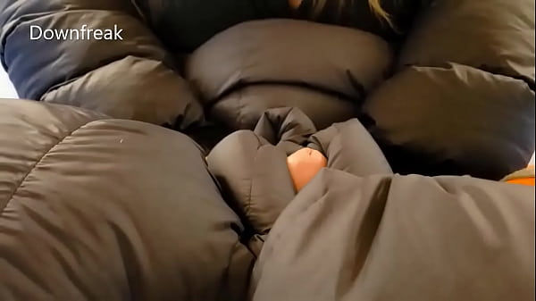 Lucky Guy Gets A Down JacketHand Job_From His Busty GF