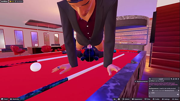 A secretary is used by her boss on the office pool table 