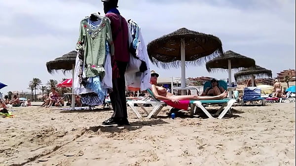 Brunette with huge_tits on_the beach part 2