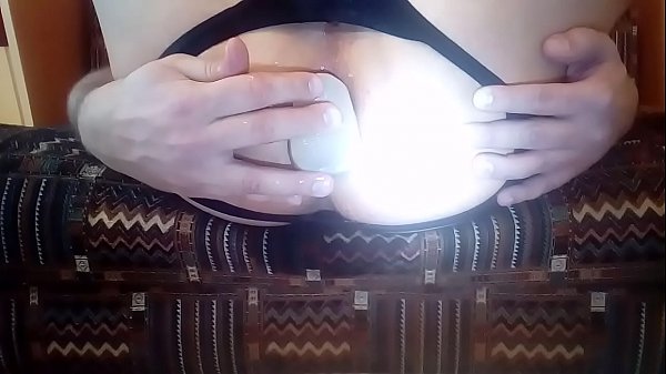 Playing with the dildo 