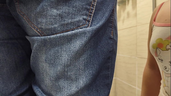 Wife teased the electrician and fucked in the shower hidden from her husband