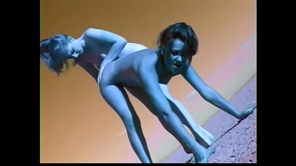 Couple of female aboriginal_inhabitants withblue skin from_Planet XAlyssa_Allure and Heaven Lee perform strange ritual of_rain summoning in the desert part