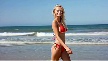 Blonde Lifeguard Slut: Public Beach Strip, Masturbation & Hard Fuck Ai Generated thumbnail