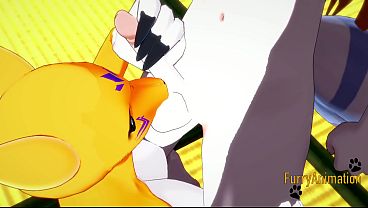Digimon Hentai - Taomon &amp_ Grey Fox blowjob handjob boobjob and fucked with multiples cumshot 1/2