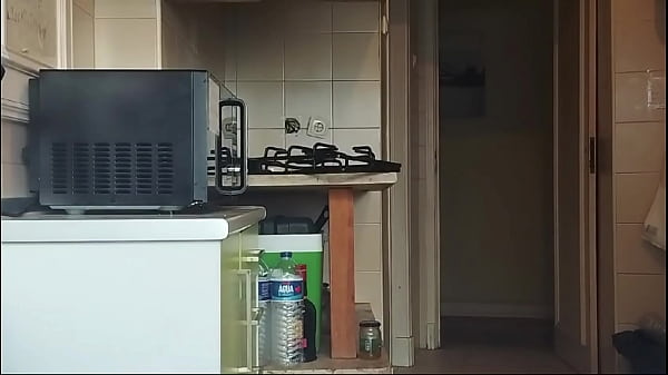 Hotguy went to clean the kitchen after taking a shower