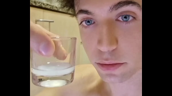Twink Drinks His Own Cum