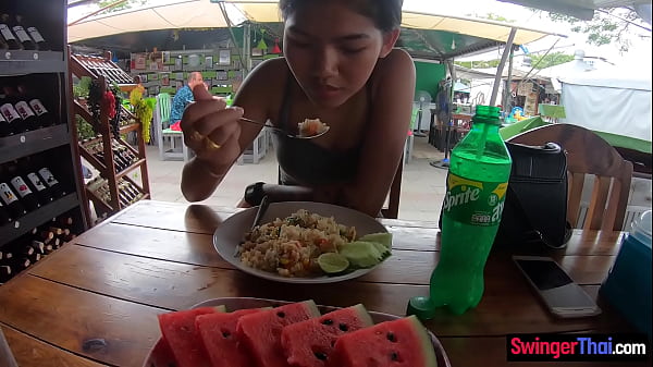 Petite amateur Asian teen_with her boyfriend out for lunch